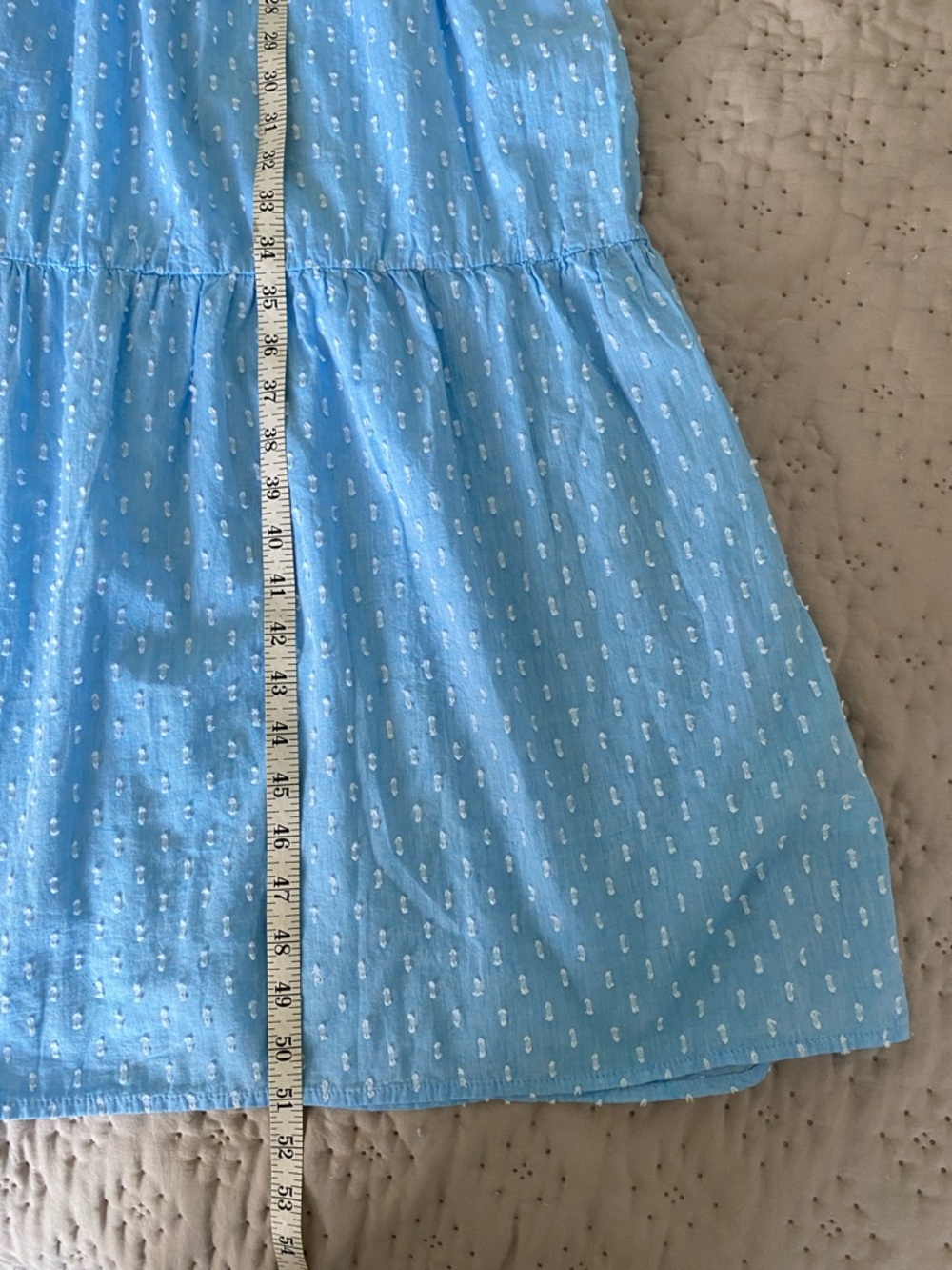 NWT Joe Fresh Light Blue Smocked Tiered Tie-Shoulder Swiss Dot Maxi Dress Size S - Picture 14 of 14
